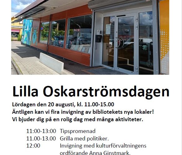 Bildbeskrivning saknas för evenemanget: Invigning av Oskarströms bibliotek och Lilla Oskarströmsdagen med NANO